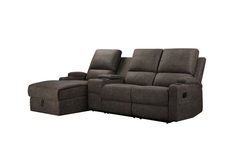 Dallas-canapé D'angle 3 Places Avec Rangement En Microfibre Anthracite