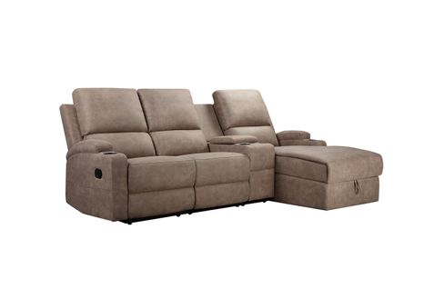 Dallas-canapé D'angle 3 Places Avec Rangement En Microfibre Taupe