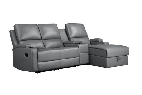 Dallas-canapé 3 Places Avec Rangement à Droite En Pu Gris