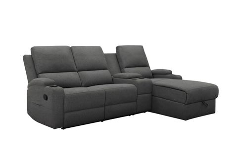 Dallas-canapé D'angle 3 Places Avec Rangement En Tissu Anthracite