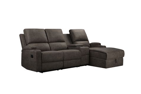 Dallas-canapé D'angle 3 Places Avec Rangement En Microfibre Anthracite