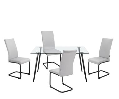 Danny-ensemble Table De Salle à Manger 140x80 Cm Et 4 Chaises En Velours Gris