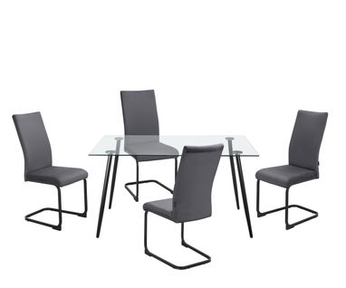 Danny-ensemble Table De Salle à Manger 140x80 Cm Et 4 Chaises En Velours Anthracite