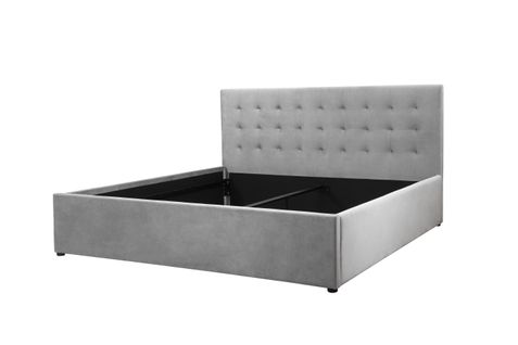 Hamar - Lit En Velours Gris Clair 180x200