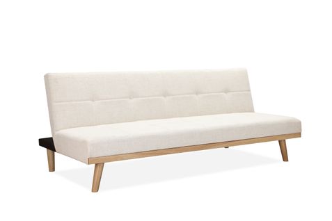 Vicky-canapé-lit 3 Places Avec Pieds En Bois, Aspect Lin Crème