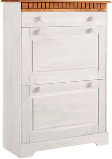 Meuble à Chaussures Lisa Avec 2 Abattants Et 1 Tiroir En Blanc Miel