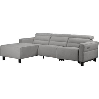 Carpari-canapé 3 Places Avec 1 Relax Électrique En Tissu Gris Clair