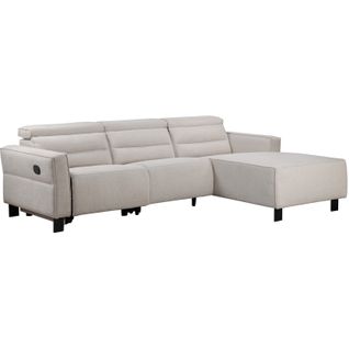 Carpari-canapé D'angle 3 Places Avec 1 Fauteuil Manuel En Tissu Crème