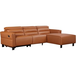 Carpari-canapé D'angle 3 Places Avec Fonction Manuelle En Pu Cognac