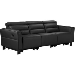 Carpari-canapé 3 Places Avec 2 Fauteuils Inclinables Manuels En Pu Noir