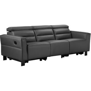 Carpari-canapé 3 Places Avec 2 Fauteuils Inclinables Manuels En Cuir Pu Gris