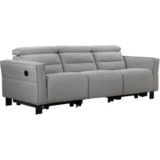Carpari-canapé 3 Places Avec 2 Fauteuils Inclinables Manuels En Tissu Gris Clair