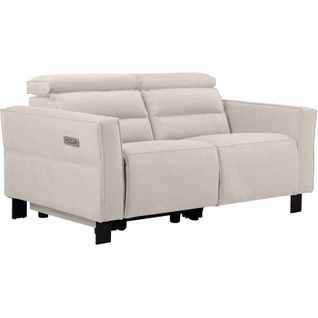Carpari-canapé 2 Places Avec 1 Fauteuil Relax Électrique En Tissu Crème