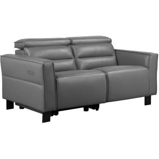 Carpari-canapé 2 Places Avec 1 Fauteuil Relax Électrique En Cuir Synthétique Gris