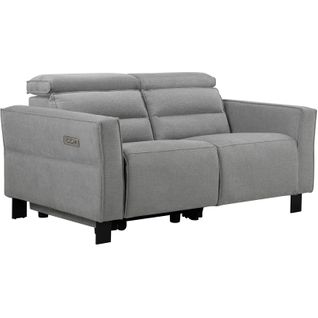 Carpari-canapé 2 Places Avec 1 Fauteuil Relax Électrique En Tissu Gris Clair