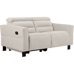 Carpari-canapé 2 Places Avec 1 Fauteuil Relax Manuel En Tissu Crème