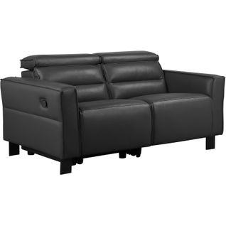 Carpari-canapé 2 Places Avec 1 Fauteuil Relax Manuel En Pu Noir