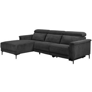 Lund-canapé 3 Places Avec 1 Relax Électrique En Tissu Anthracite
