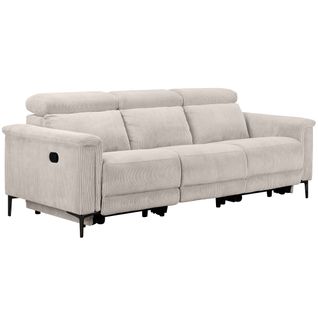 Lund-canapé 3 Places Avec 2 Relax Manuels En Velours Côtelé Crème