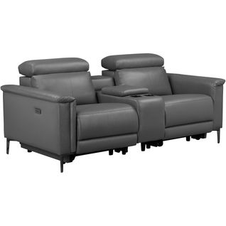 Lund-double Fauteuil De Repos Avec Fonction Électrique En Cuirpu Gris