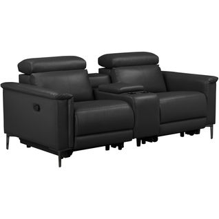 Lund-fauteuil De Relaxation Double Avec Fonction Manuelle En Cuir Pu Noir