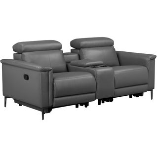 Lund-double Fauteuil à Bascule Manuel En Cuir Pu Gris