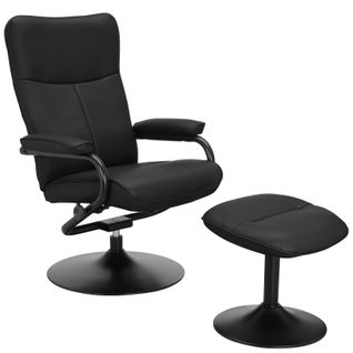 Istad-fauteuil Inclinable + Tabouret En Pu Noir