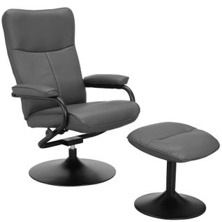 Istad-fauteuil Inclinable + Tabouret En Pu Gris