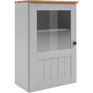Armoire Murale Avec 1 Porte Vitrée En Pin Gris