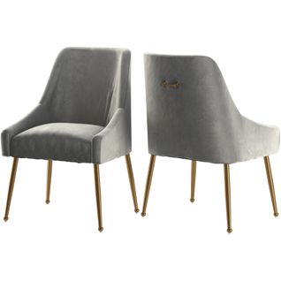 Daphne-daphne - Lot De 2 Chaises Avec Accoudoirs En Velours Et Métal Gris