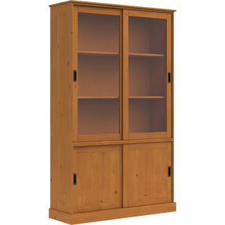 Harry-vitrine Avec 2 Portes En Bois Et 2 Portes En Verre En Pin En Cire Teintée