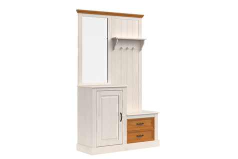 Selma-armoire Avec Miroir Et 1 Porte 2 Tiroirs En Pin Blanc