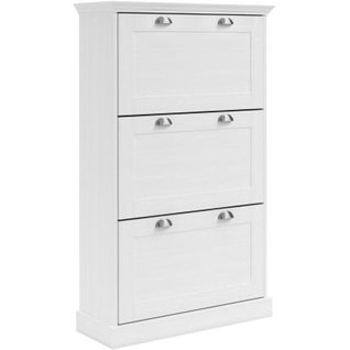 Motala-coffre à Chaussures Avec 3 Portes Battantes En Blanc