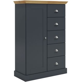 Motala-commode Avec 1 Porte / 5 Tiroirs En Effet Bois Anthracite