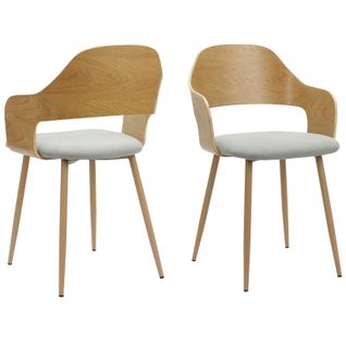 Belle-chaise De Salle à Manger Avec Accoudoir En Tissu Gris Clair Set De 2