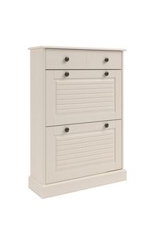 Mille-meuble à Chaussures Avec 2 Abattants 1 Tiroir En Pin Blanc