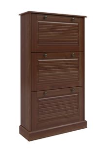 Meuble à Chaussures Avec 3 Abattants En Pin Brun