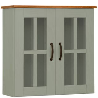 Armoire Murale Avec 2 Portes Vitrées En Pin Vert