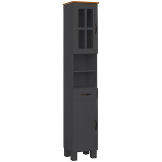 Alby-armoire De Salle De Bain Avec 1 Porte Vitrée Et 1 Porte à Fenêtre En Pin Anthracite