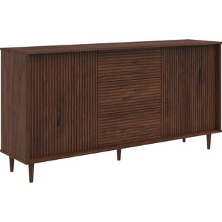 Jerzy-buffet 160 Cm Avec 2 Portes3 Tiroirs En Pin Laqué Marron