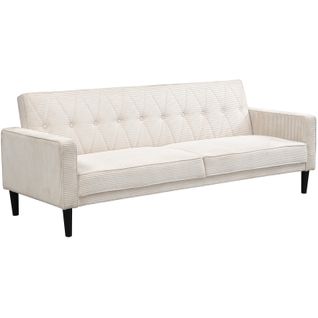 Canapé-lit Avon 3s En Velours Côtelé Crème