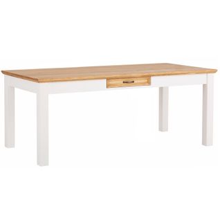 Table De Salle à Manger 180 Cm Avec 1 Tiroir En Pin Blanc