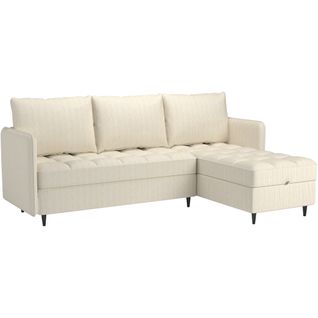 Lindhus - Canapé 3 Places Avec Rangementchaise Réversible En Tissu Crème