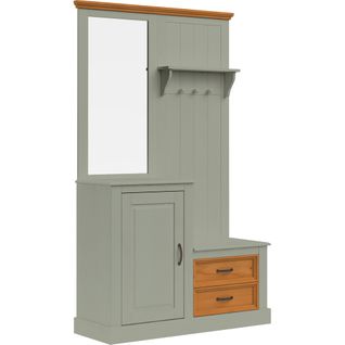 Selma-armoire Avec Miroir Et 1 Porte, 2 Tiroirs, Couleur Pin Vert