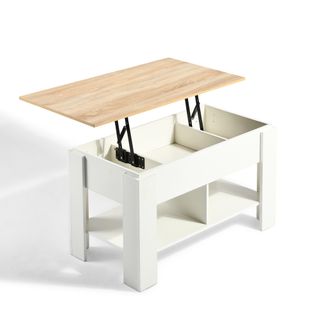 Urban Meuble Table de jardin relevable effet bois et blanc 96x50 cm