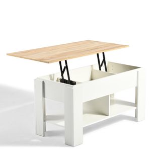 Urban Meuble Table console relevable effet bois et blanc 96x50 cm