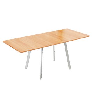 Table De Salle à Manger Extensible Effet Bois Et Pieds Chromés