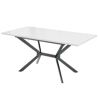 Table De Salle à Manger Rectangulaire Extensible Blanche Pieds Noirs