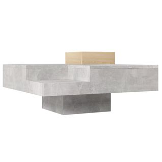 Table Basse Carré Gris Et Une Boit De Rangement Bois Nature 72x72x30 Cm