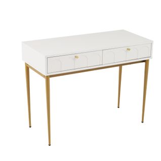 Table De Jardin Moderne Avec Design Épuré Et Pieds Métalliques Dorés